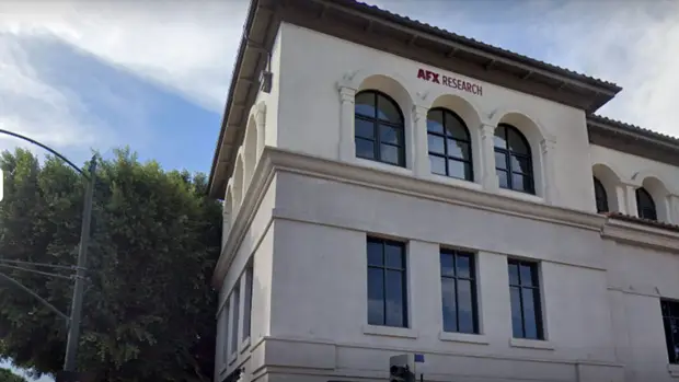 The AFX Research LLC office building on Monterey Street in San Luis Obispo, California